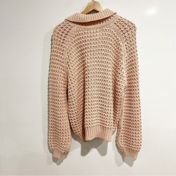 The Great. The Cozy Cable Pullover Sweater in Pale Blush Size Large Wool Blend - Picture 9 of 14
